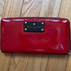 Kate Spade Glossy Red Zip Wallet